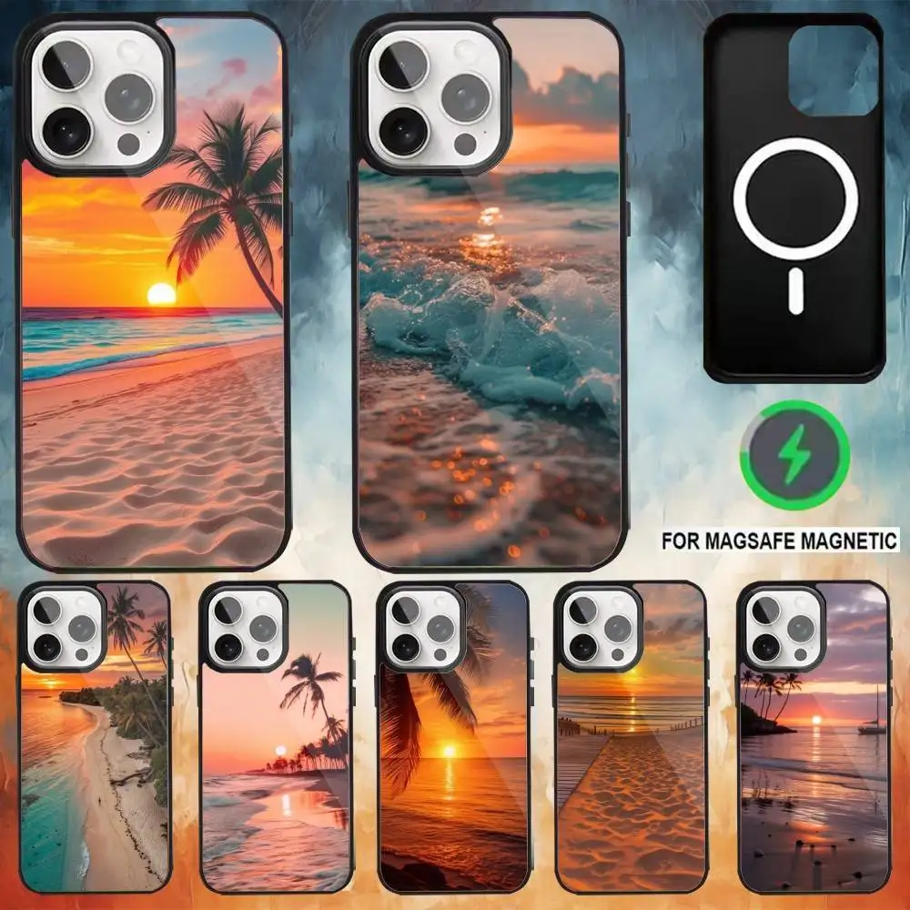 

Summer Beach Sunset On Sea Phone Case For iPhone 17,16,15,14,13,12,Plus,Pro,Max for Magsafe Magnetic Wireless Charging