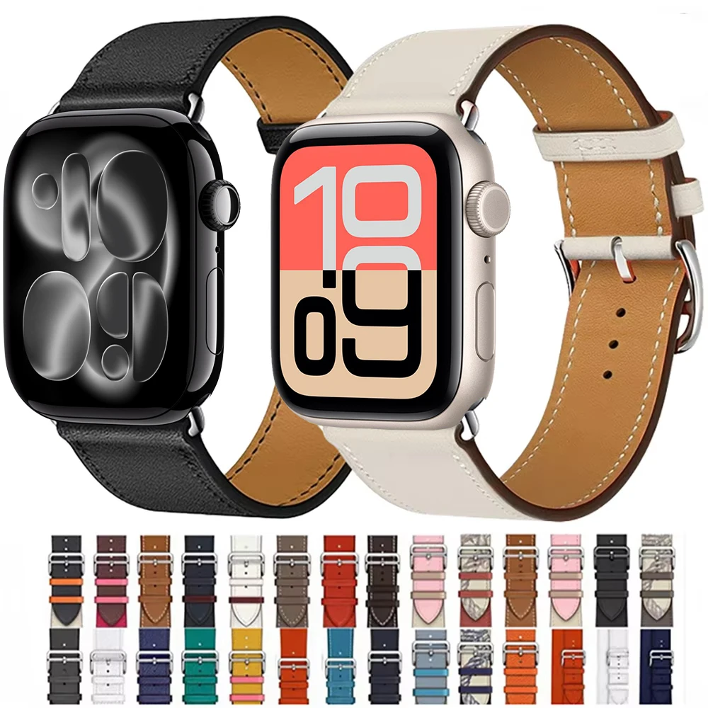 

Leather Strap for Apple Watch Band 49mm 45mm 41mm 44mm 40mm 46mm 42mm Bracelet for iWatch Series Ultra 11 10 9 8 7 6 5 SE 3 Belt