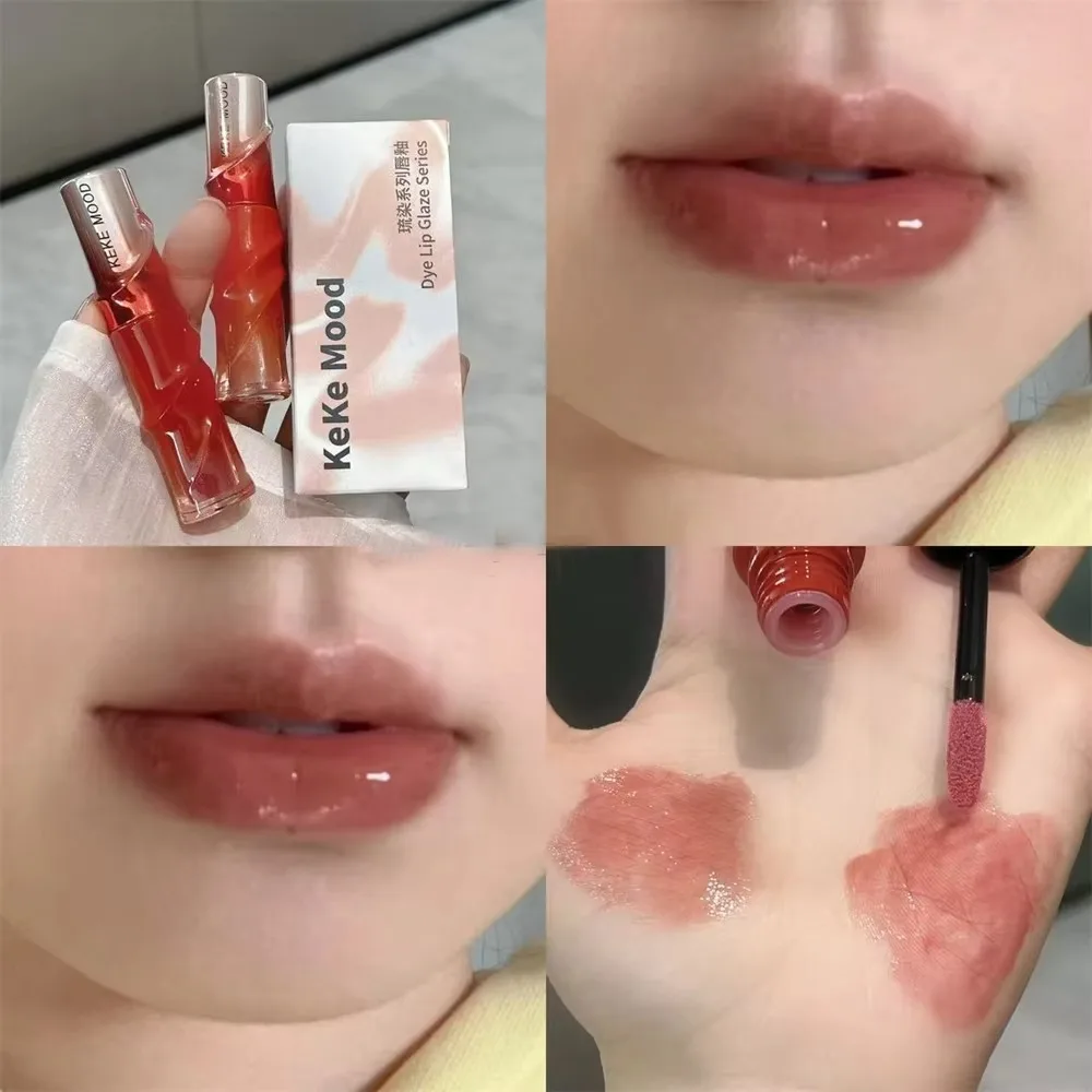 Koreaanse stijl Crystal Nude Lip Stain Sheer Nude Grey Glossy Lip Tint Glitter Mirror Finish Lipgloss