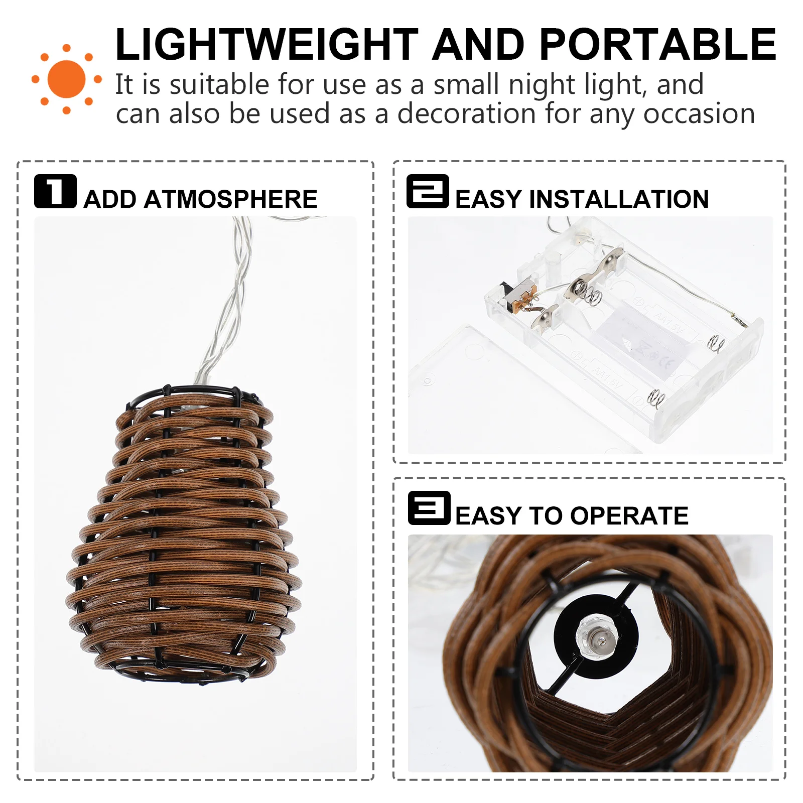 

LED Decoration String Lights Vintage Imitated Rattan Design Warm Color Glow for Party Wedding Holiday Atmosphere Creative Lamp