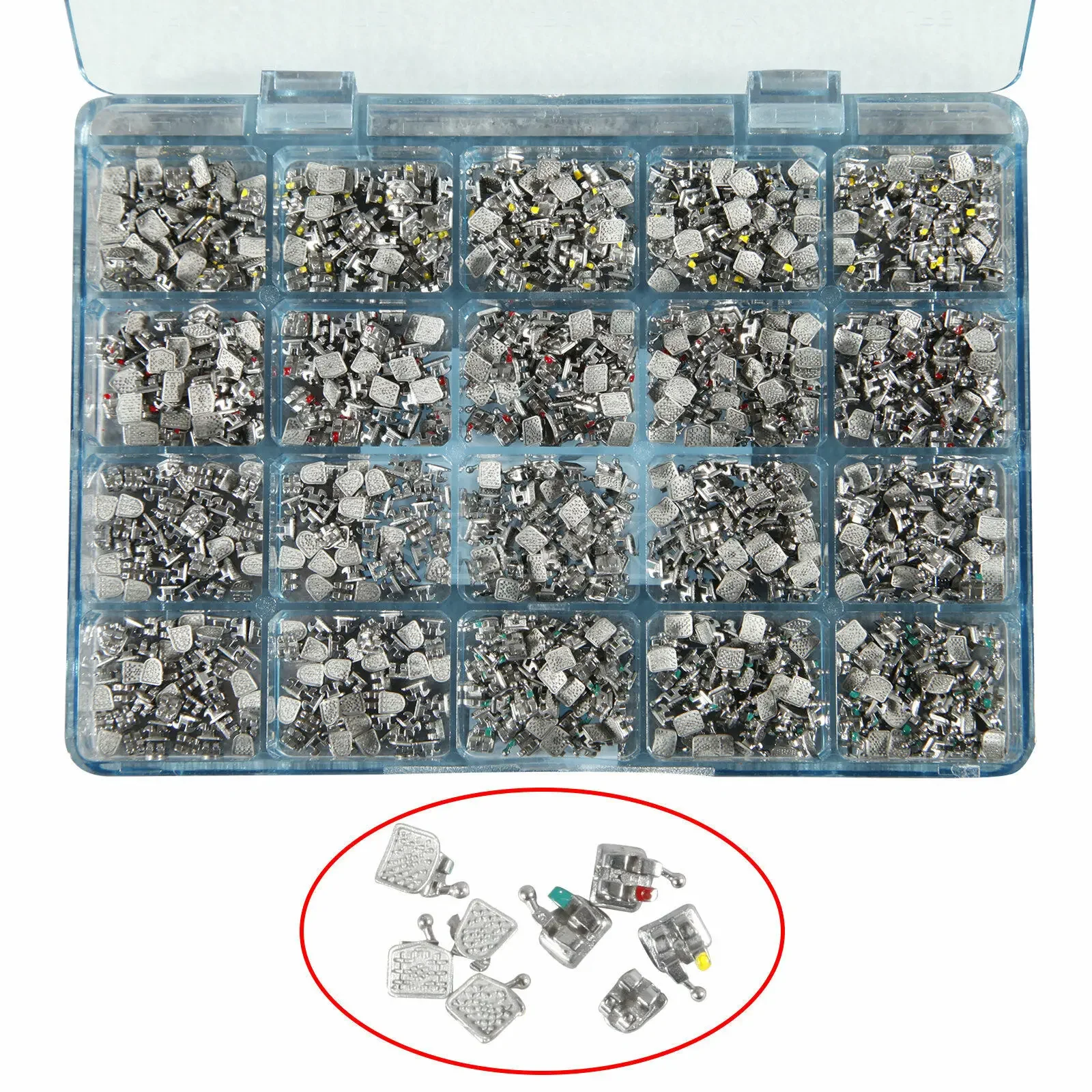 1000PCS/50Sets Dental Orthodontic Metal Bracket Brace Monoblock Mini Roth.022 345 Hooks