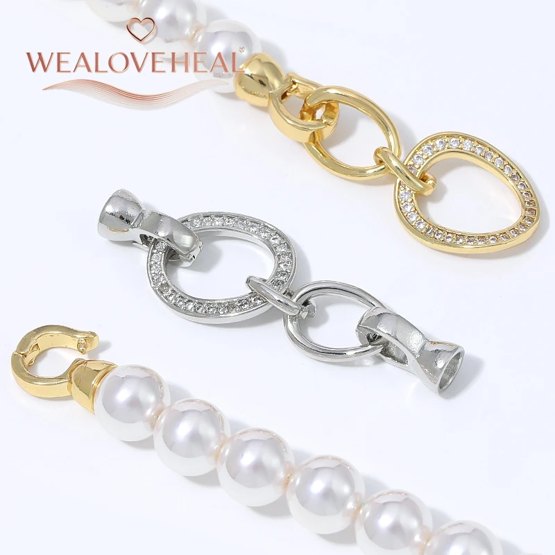 18K vergoldeter Messing-Doppelring mit Perlenverschluss, mikrobesetzter CZ-Oval-Verbindungsstück mit Schalenenden für DIY-Schmuckherstellung – Detail 15