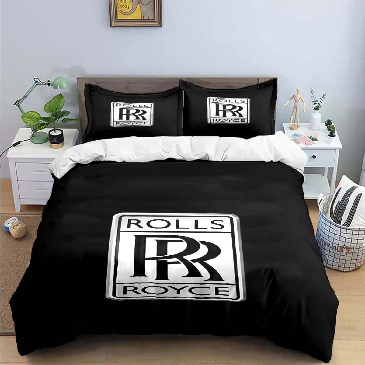 Fashion R-Rolls-Royce Logo Print Bedding Sets Exquisite Bed Supplies Set Duvet Cover Bed Comforter Set Bedding Set Luxury  Gift