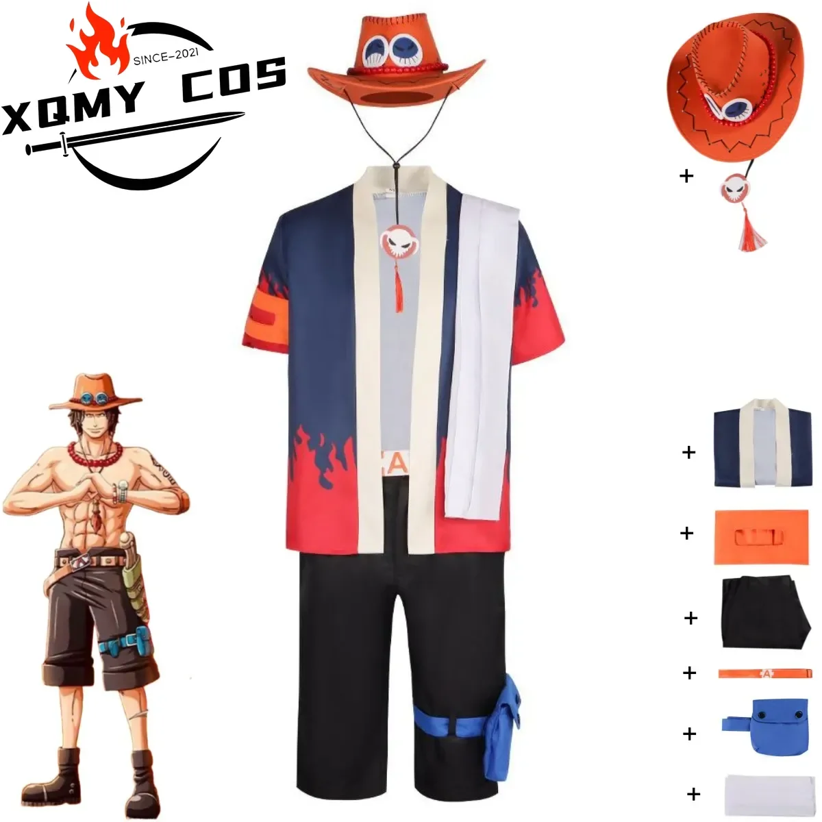 XqAnime Portgas D Ace Косплей Костюм Огненный кулак Ace Fantasia Халат Рубашка с короткими рукавами Униформа Шорты Шляпа Мужчина Хэллоуин Карнавал S XqAnime Portgas D Ace Косплей Костюм Огненный кулак Ace Fantasia Халат Рубашка с короткими рукавами Униформа Шорты Шляпа Мужчина Хэллоуин Карнавал S