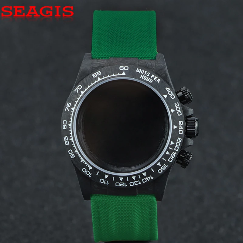 SEAGIS 38.0mm carbon fiber case VK63 movement popular nylon cowhide strap fastener