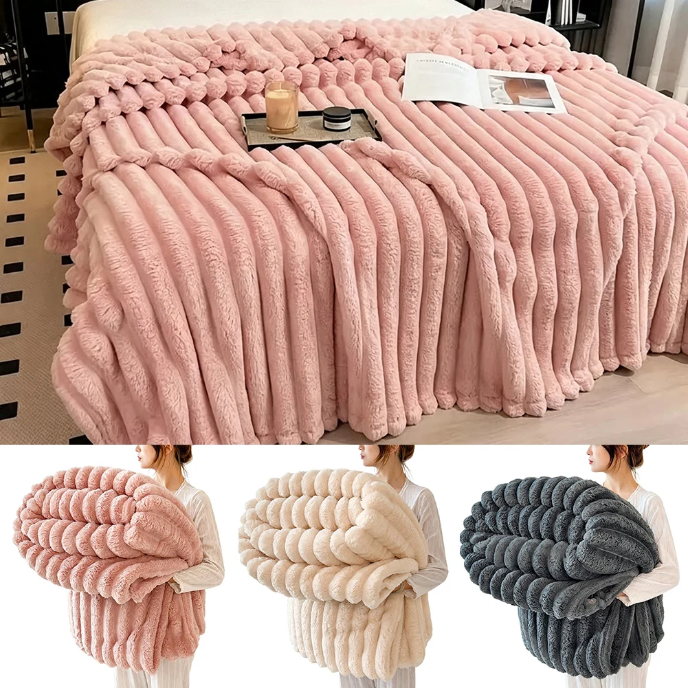 Faux Rabbits Fur Blanket,Super Soft Plush Throw Blanket,Good-Looking Couch/Room Decor Blanket,Double-Sided Comfort & Warmth