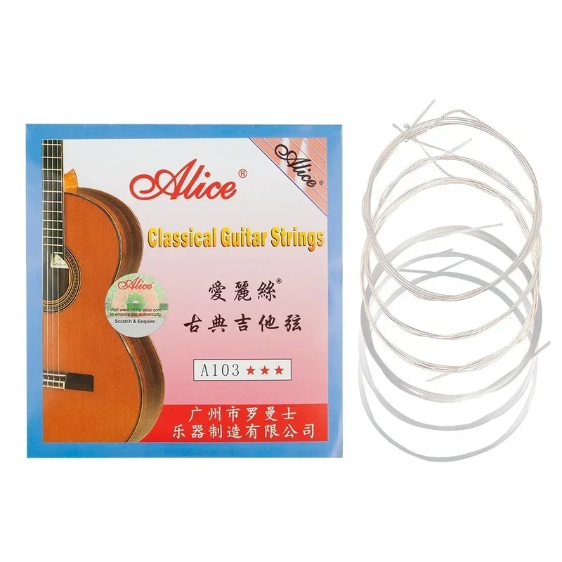 Naomi Guitar Strings A103 Clear Nylon Silver Plated EBGDAE Single 6 Strings Guitar Parts Classical Guitar Strings