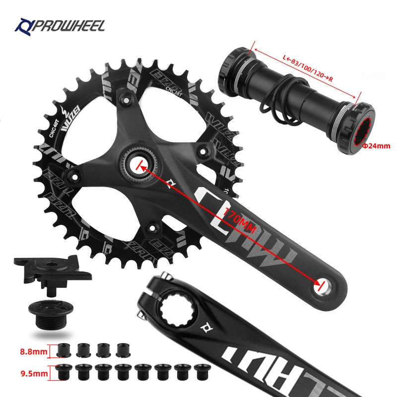Proweel korby rowerowe śnieżne 176mm192mm oś 104BCD 32T/34T/36T/38T40T/42T zębatka z tuleją mechanizm korbowy Beach Fat Bike tarcze