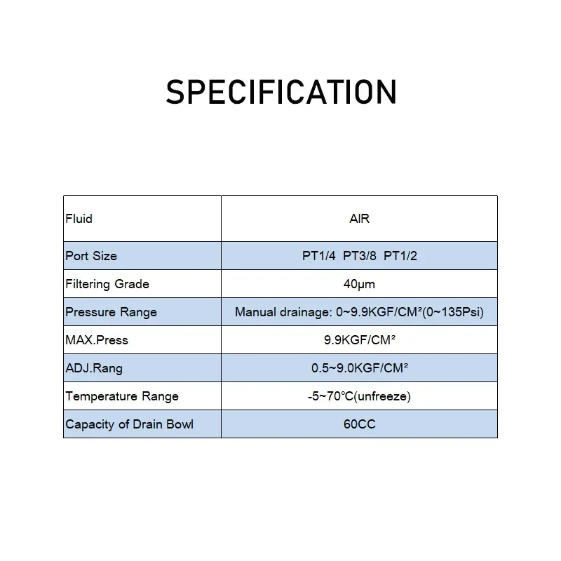 Air Source Processor Oil Water Separator Air Compressor Filter Pressure regulating Valve Triplet BF2000/BF3000/BF4000