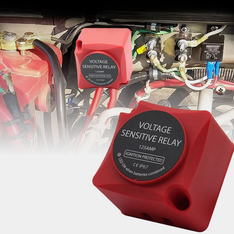 

Voltage Sensitive Split Charge Relay Digital VSR 12V 125A For Camper Car RV Yacht Steamer Smart Battery Isolator Charge