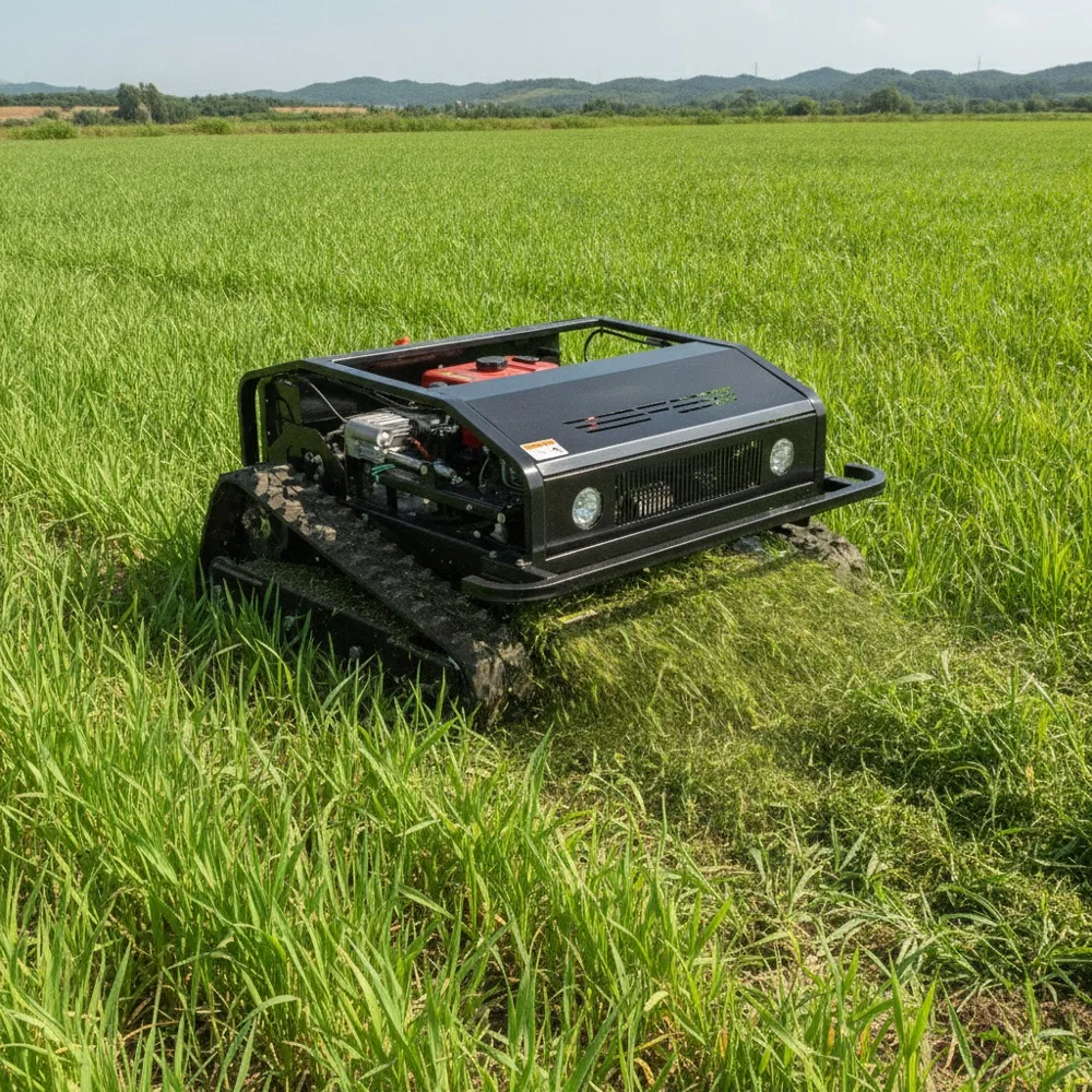 Labor Saving Full Remote Lifting Function Large Capacity Fuel Tank Remote Control Crawler Lawn Mower