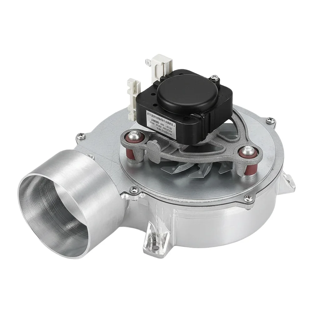 Aluminum alloy induced draft fan for pellet furnace 30 watt high efficiency airflow with low noise brushless motor design