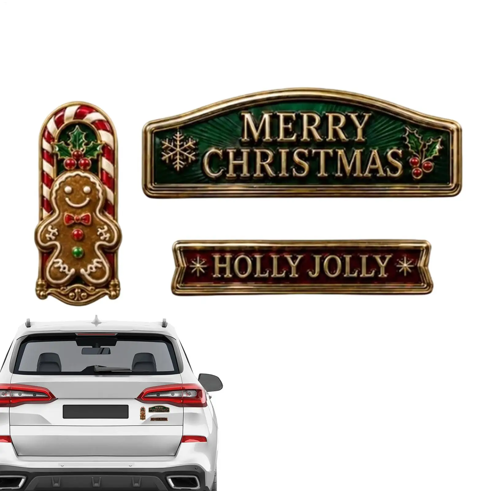 Car Emblems And Badges Christmas Iron Truck Door Decal Decoration Vintage Christmas Car Sticker For Beginner Winter Gathering