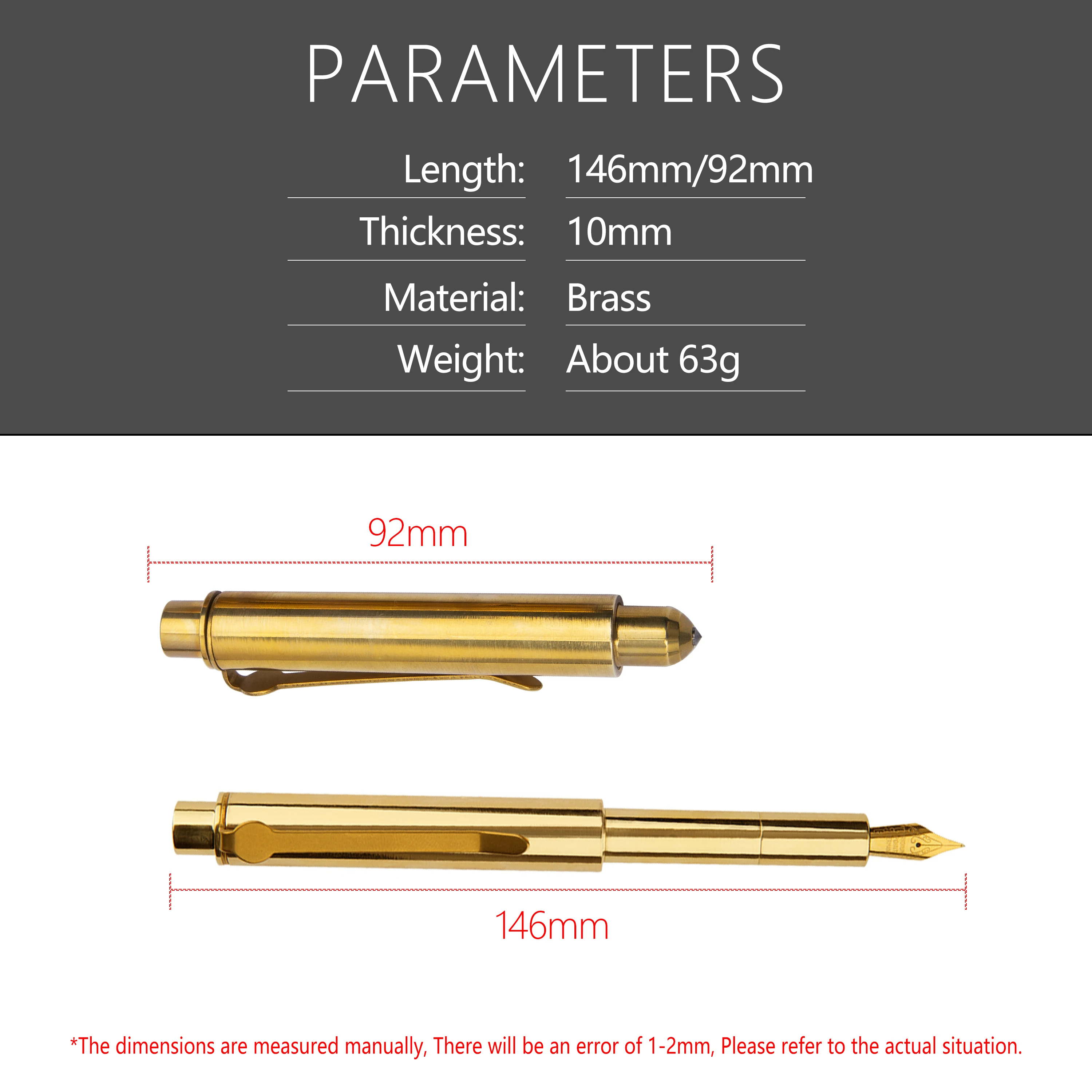 Imagem -02 - Multifuncional Brass Tactical Pen Portátil ao ar Livre Janela Quebrada Ferramentas de Autoproteção Presente Edc