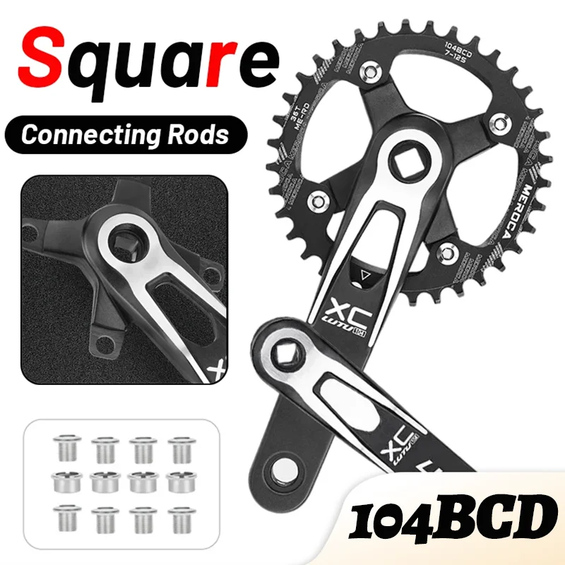 

Square Bicycle Cranks 24mm 104bcd Crankset Lightweight Crank Set Mtb 104bcd Dish Crank Arm 170mm Single Crown 32 34 36 38 Teeth