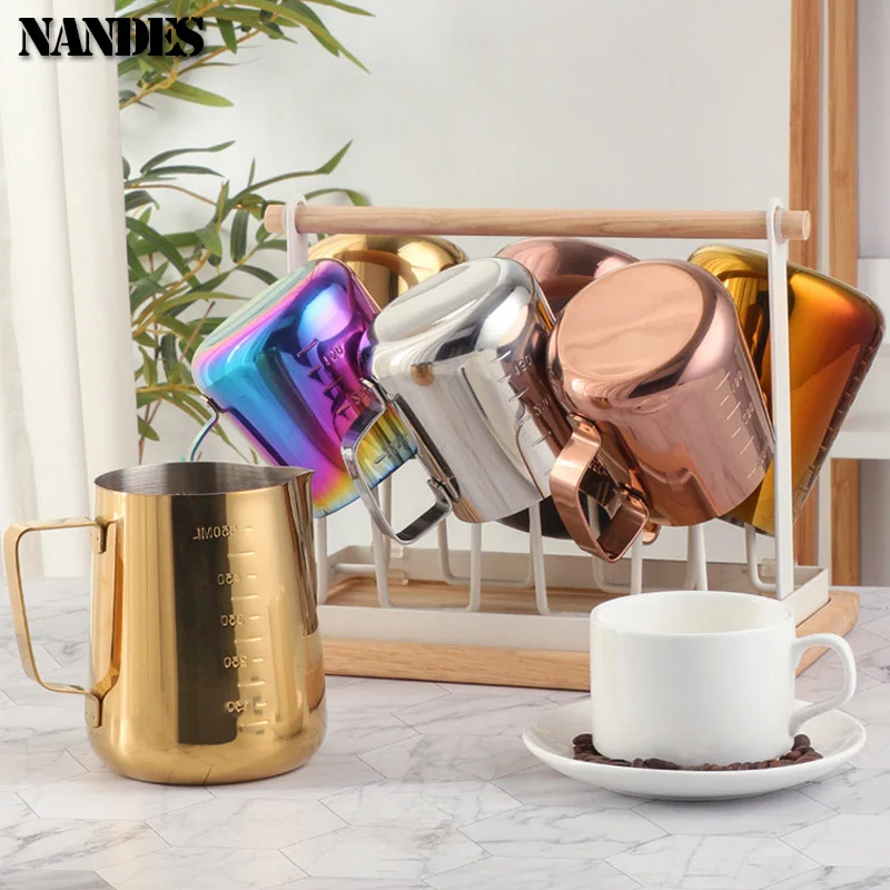 350/550ml Espresso Coffee Pull Flower Milk Mugs Cup Stainless Steel Pull Flower Cup Milk Craft Latte Art Jug Pitcher Mug Cup