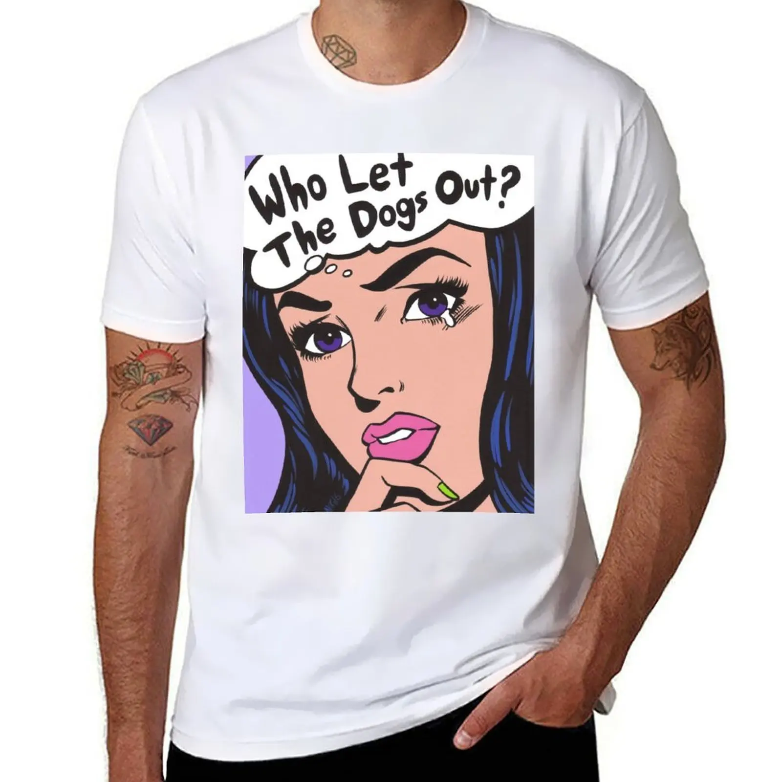 

Who Let The Dogs Out T-Shirt cotton tshirt 100% man t shirt cotton T-Shirt