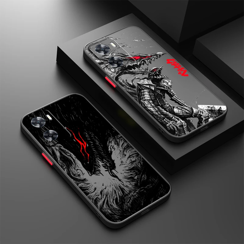 Hot Blood Anime Berserk Guts Frosted Translucent For OPPO X5 X3 A54S A5 A94 A16 A53S A57 A74 A72 A96 A98 A78 5G Cover