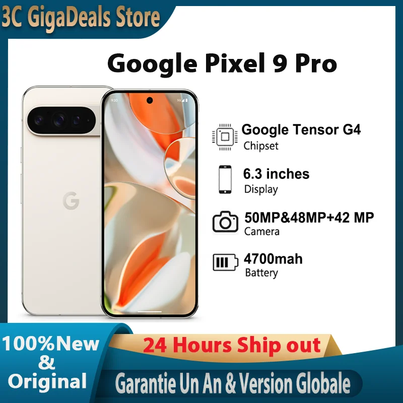 Google Pixel 9 Pro,Version globale,6,3 pouces,Google Tensor G4,4700 mAh,27W Charge,PD3.0,OLED,120 Hz,16 Go de RAM,ROM de 128 Go, Google Pixel 9 Pro,Version globale,6,3 pouces,Google Tensor G4,4700 mAh,27W Charge,PD3.0,OLED,120 Hz,16 Go de RAM,ROM de 128 Go,
