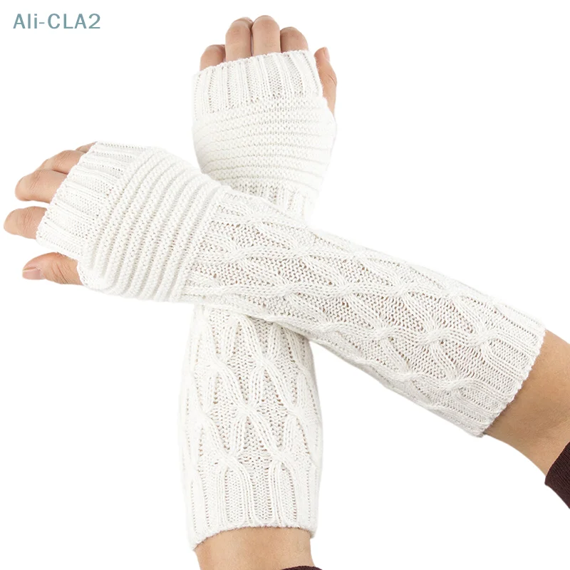 Long Fingerless Gloves Women‘s Mitten Winter Arm Warmer Knitted Arm Sleeve Fine Casual Soft Girls Goth Clothes Punk Gothic Glove