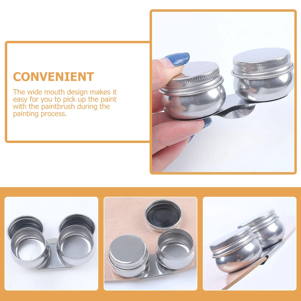 Stainless Steel Pencil Pot Oil Palette Cup Double Dipper Spoons Lid Spray Bottles Painting Container Cleaning