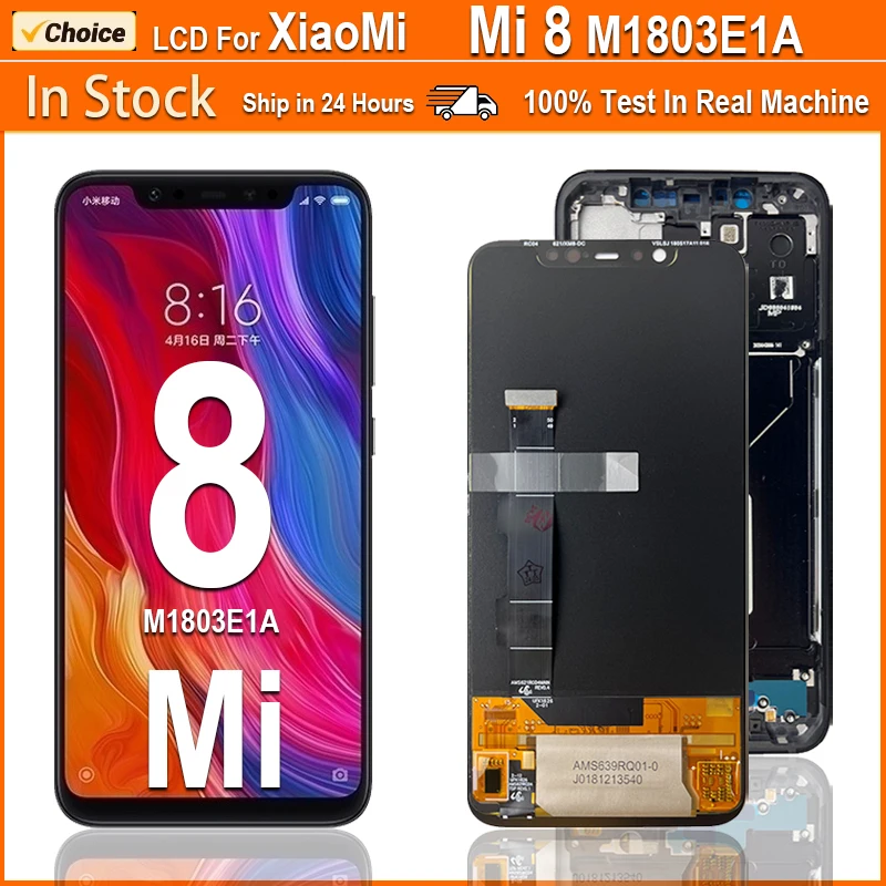 6.21\'\' Super AMOLED LCD For Xiaomi Mi 8 LCD Touch Screen Digitizer Assembly Replacement Parts For Mi 8 LCD M1803E1A Display