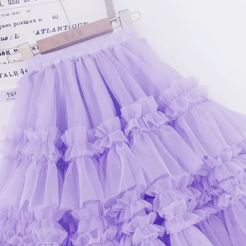 

Spring Autumn Summer Birthday Children Clothes 2025 Fashion Princess Long Skirts For Girls Kids Sweet Lace Ruffles Skirt