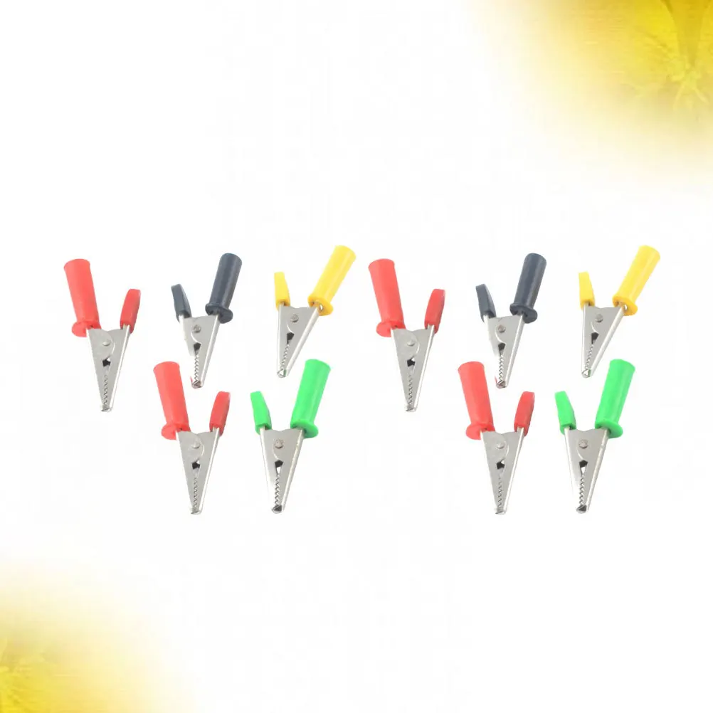 

10Pcs High Voltage Test Clamps 10Mm Opening 4Mm Plug Mini Alligator Clips for Electricity Testing Cable Projects Professional