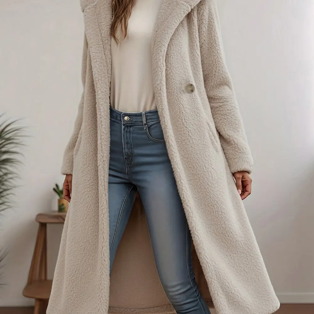 

Casual Plush Coat Spring Dress Autumn Fashionable Women's Outerwear Comfortable Soft Material No Decoration