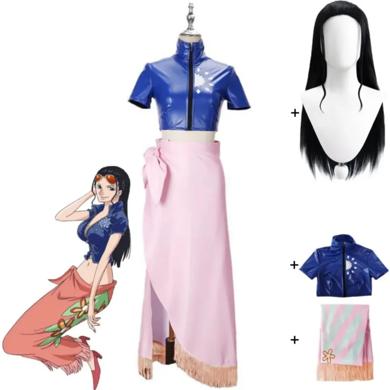 2025 New Anime Nico Robin Miss Allsunday Cosplay Costume Wig Adult Sexy Woman Coat Skirt Hallowen Two Years Later Uniform Sui AA