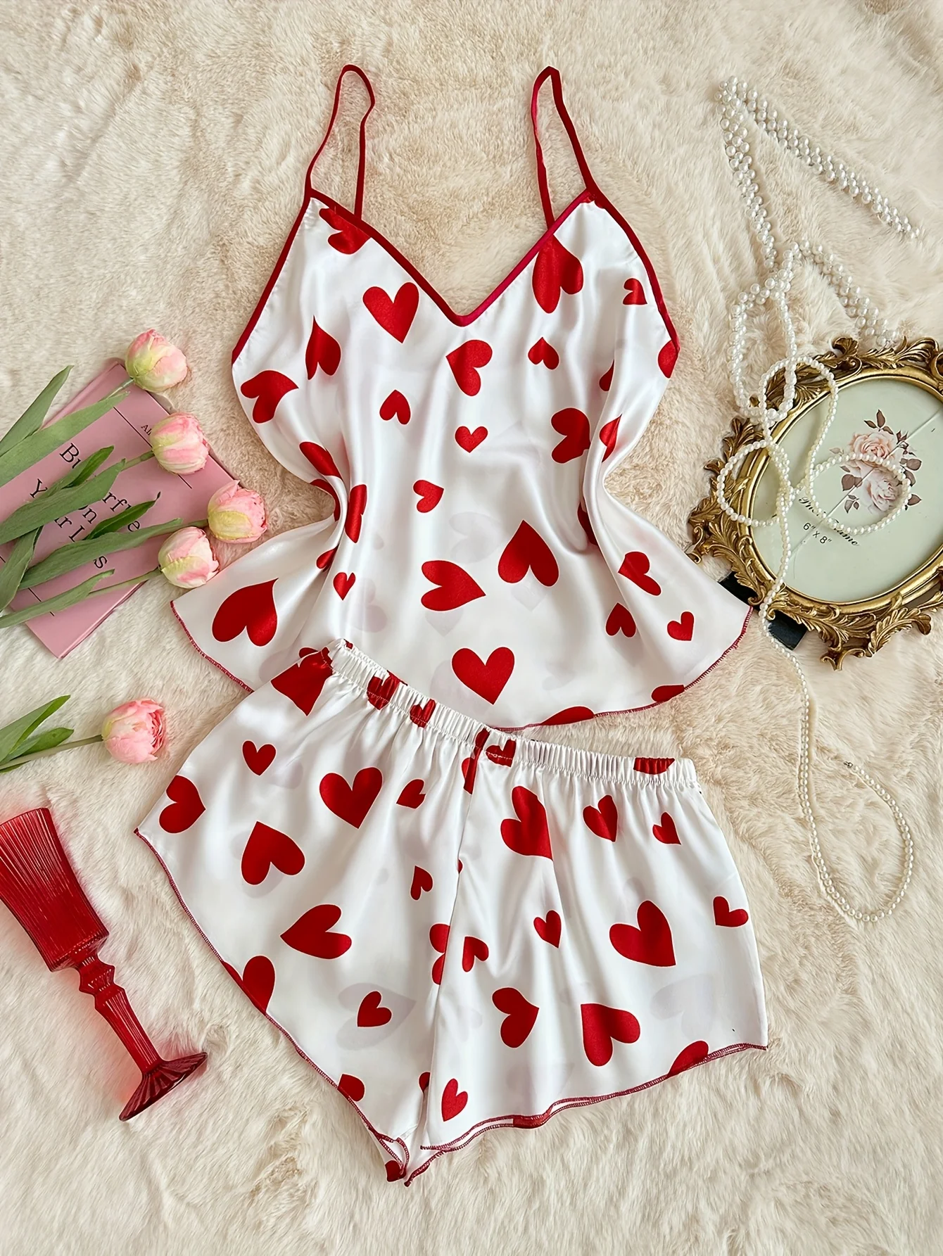 

Модный дизайн, Новое поступление, женский комплект пижамы с сексуальным принтом в виде сердца