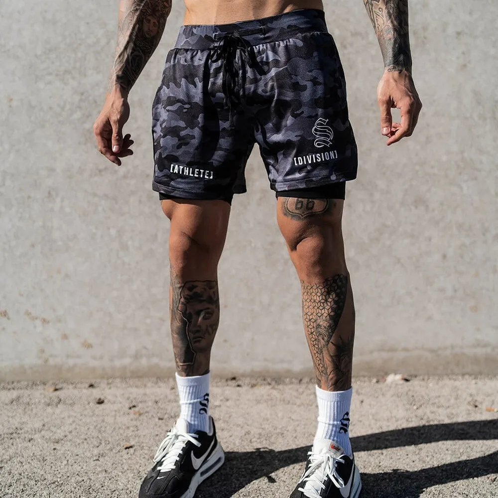 Summer 2 IN 1 Sports Men Running Shorts Double Layer Jogging Quick Dry GYM Shorts Fitness Workout Men Skinny Short Bottoms