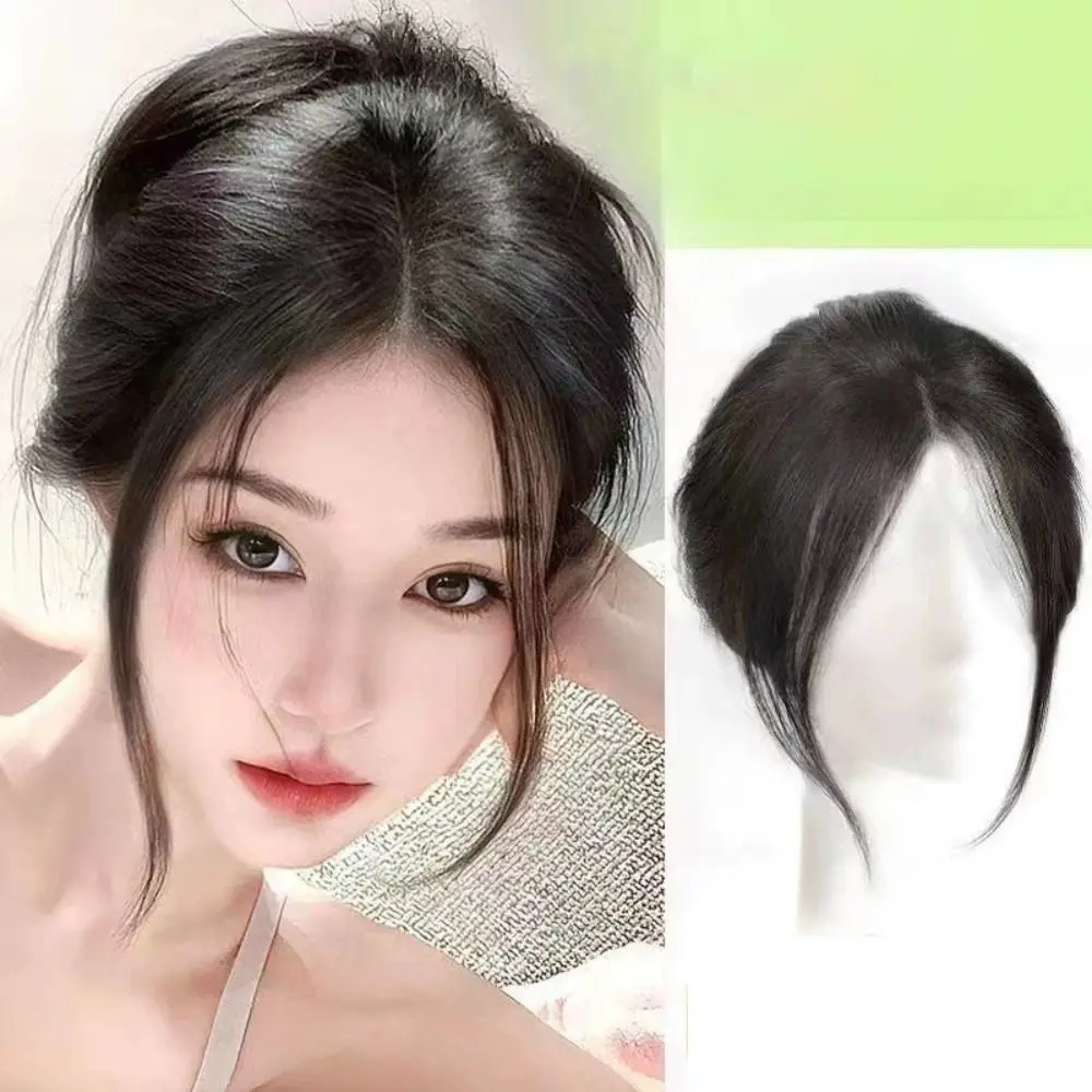 Fashion 3D Natural Bangs Invisible Middle Part False Bangs Synthetic Clip-In Side Fringe Hairpieces Women