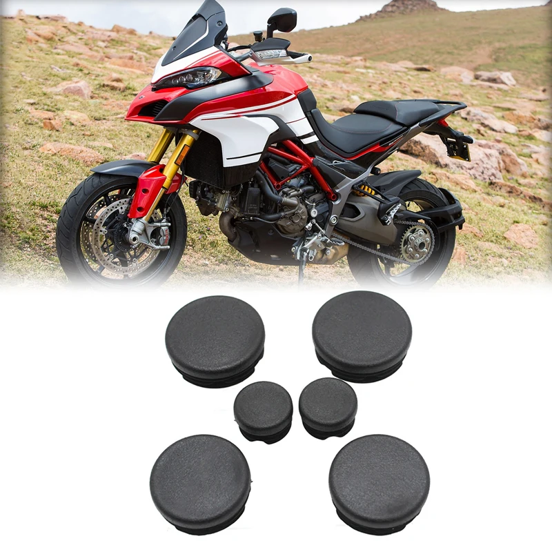 6PCS Chassis Plugs For Ducati Multistrada 1200/S 2010-2014 2012 2013 Motorcycle Frame Hole Cover Caps Plug Frame Cap