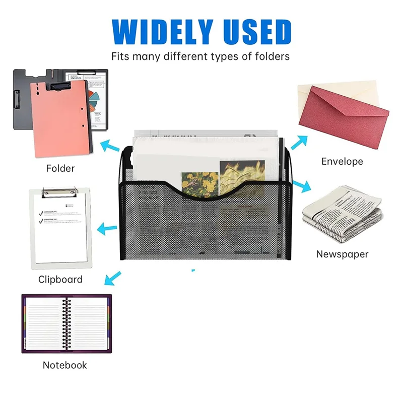 Magnetic File Holder 3 Pockets File Folder Organizer, Office Hanging Magazine Rack For Refrigerator, White Board Durable