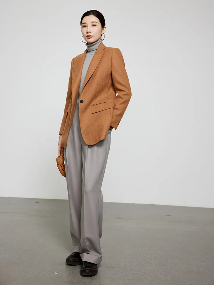 Allingentle Herringbone Blazer 1 Button Elegant Suit Jacket for Casual Fashion Daily Outfits Customize