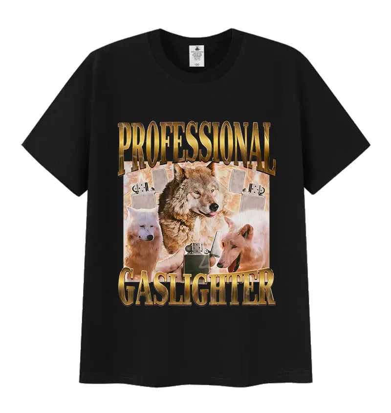 

Профессиональная футболка с графическим принтом Gaslighter, забавная футболка с изображением волка, винтажная футболка в эстетике 90-х, модная хлопковая футболка оверсайз для мужчин и женщин