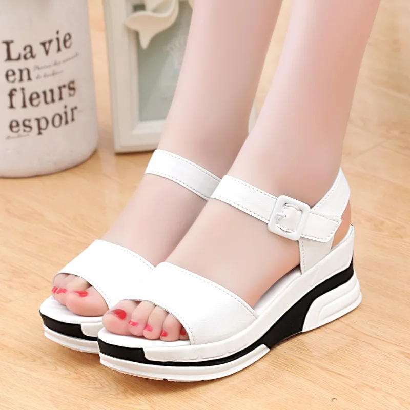 High Heel Sandals girls Summer 2022 New Platform Open Toe Wedges Heel White Sandals Wedges Shoes for Ladies Fashion Shoes