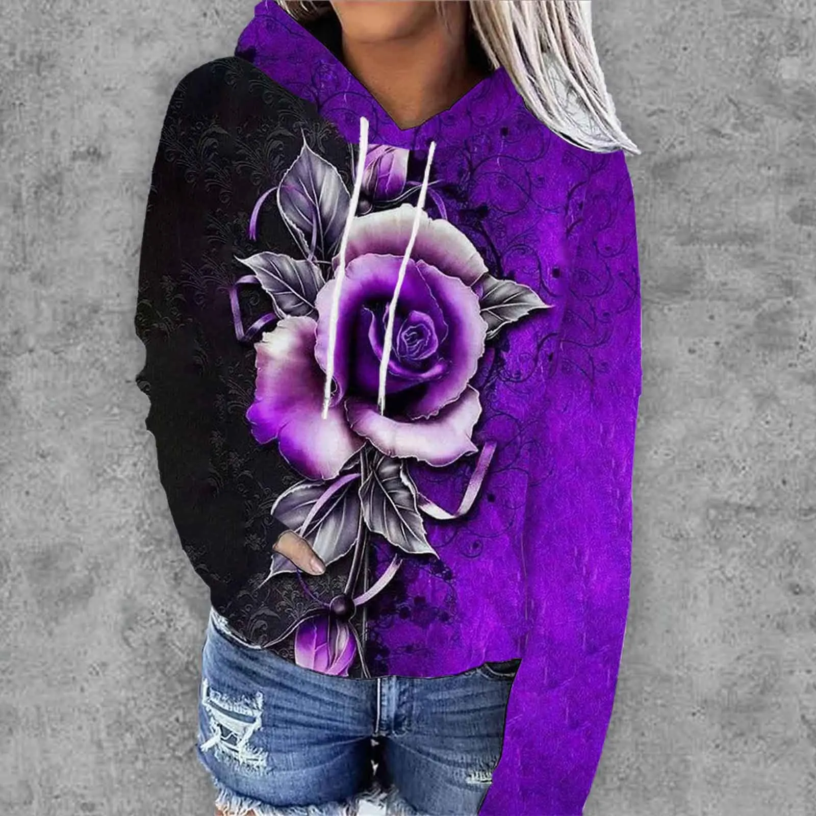 

Rose Floral Flower 3D Print Hoodies Streetwear Women's Hoodie Oversized Pullover Y2K Hooded Sweatshirts Top Female Coat Clothing