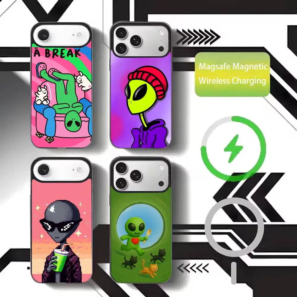 

Funny Space U-UFO Alien Thing Phone Case For iPhone17,16,15,14,13,12,11 Plus,Pro Max Magnetic For Magsafe Wireless Charging