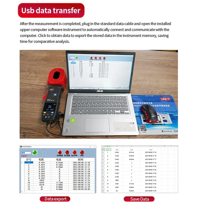 UNI-T Digital Clamp Earth Ground Tester UT273+ UT275+ 600Ω 1000Ω Grounding Resistance Meter Leakage Current Loop Resistance Test