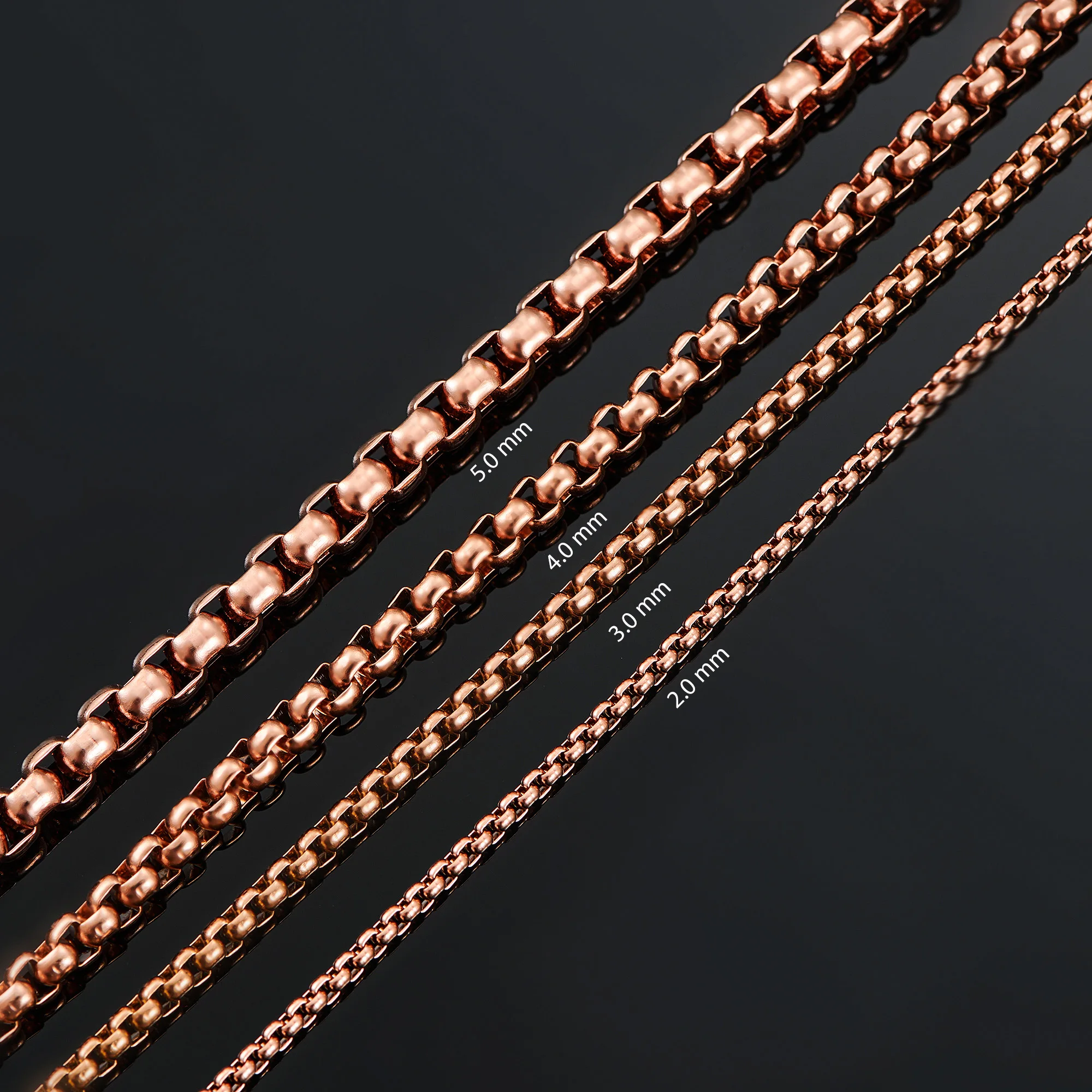 1 Piece 2mm/3mm/4mm/5mm Thickness Rose Gold Color Link Jewelry Classic Curb Necklace Stainless Steel Chain for Men Women