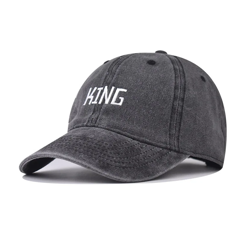

Washed Vintage Style Personalized Letter Embroidered Baseball For Men And Women English King Distressed Dad Hat