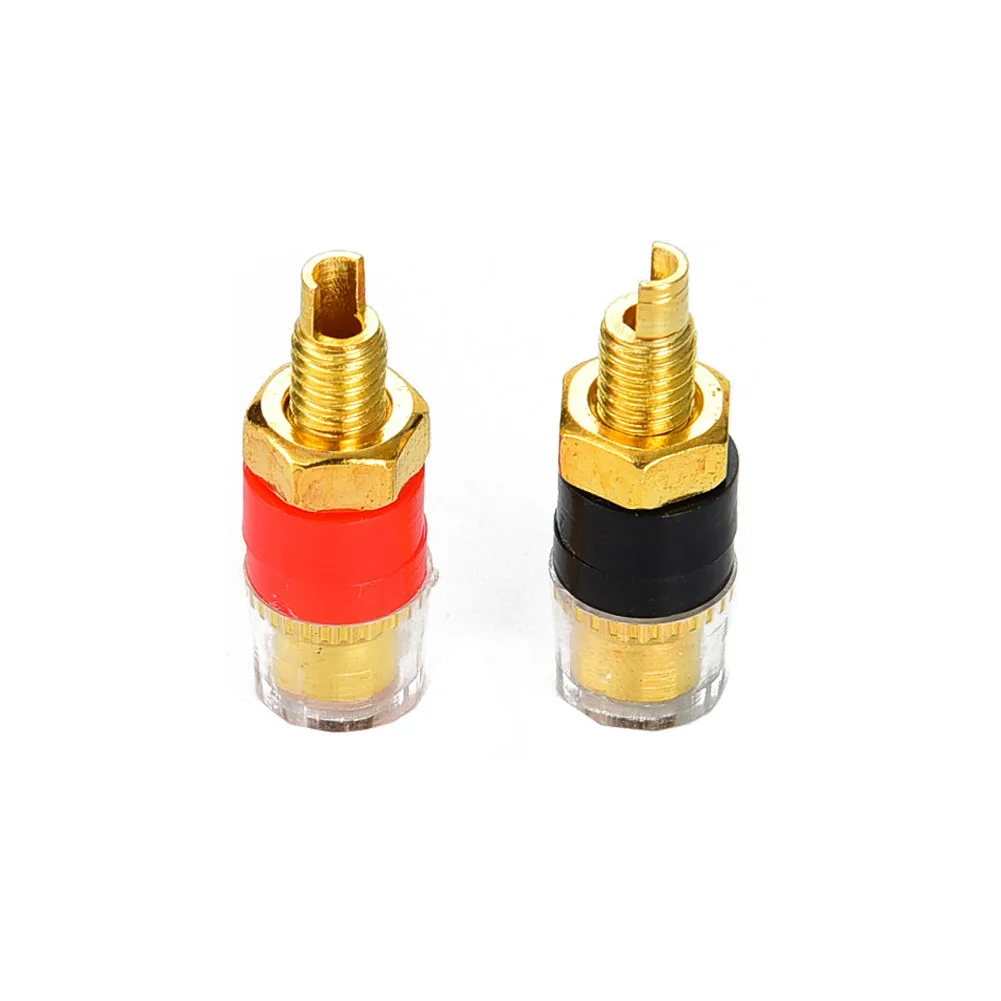 2/set Gold Plated Mini Binding Post Connectors 4MM Banana Plug Socket Audio Video Amplifier Crystal Binding Post HIFI Terminal