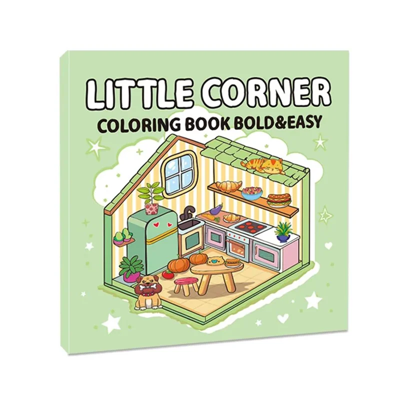 AB15-Little Coin Libro para colorear cómodo y lindo para adultos y adolescentes con criaturas adorables en momentos cómodos de Hygge