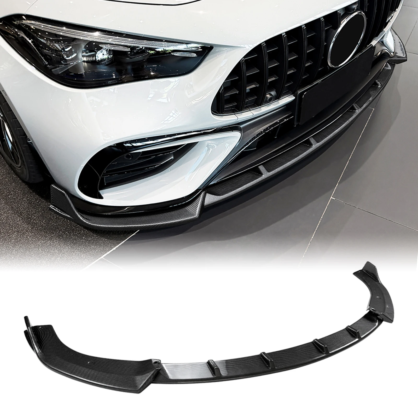 For Mercedes Benz CLE53 AMG C236 2024-2026 Front Bumper Spoiler Lip Carbon Fiber Look/Gloss Black Lower Protector Splitter Blade