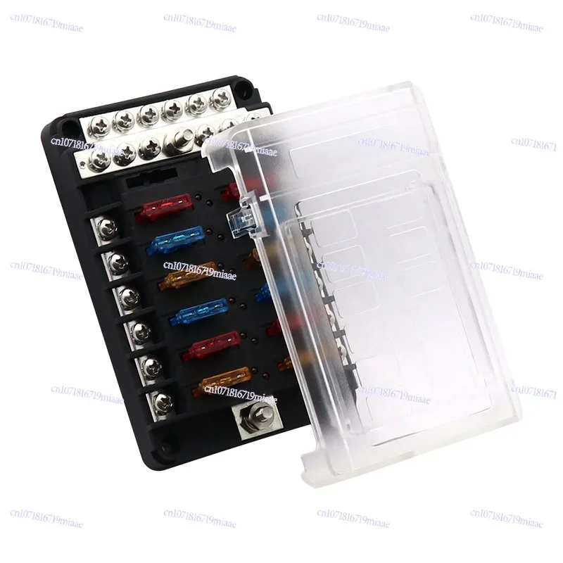 

Vehicle and Ship Circuit Fuse Box 12-way Fuse Holder with 12P Bus Integrated with Transparent Cover 32V100A