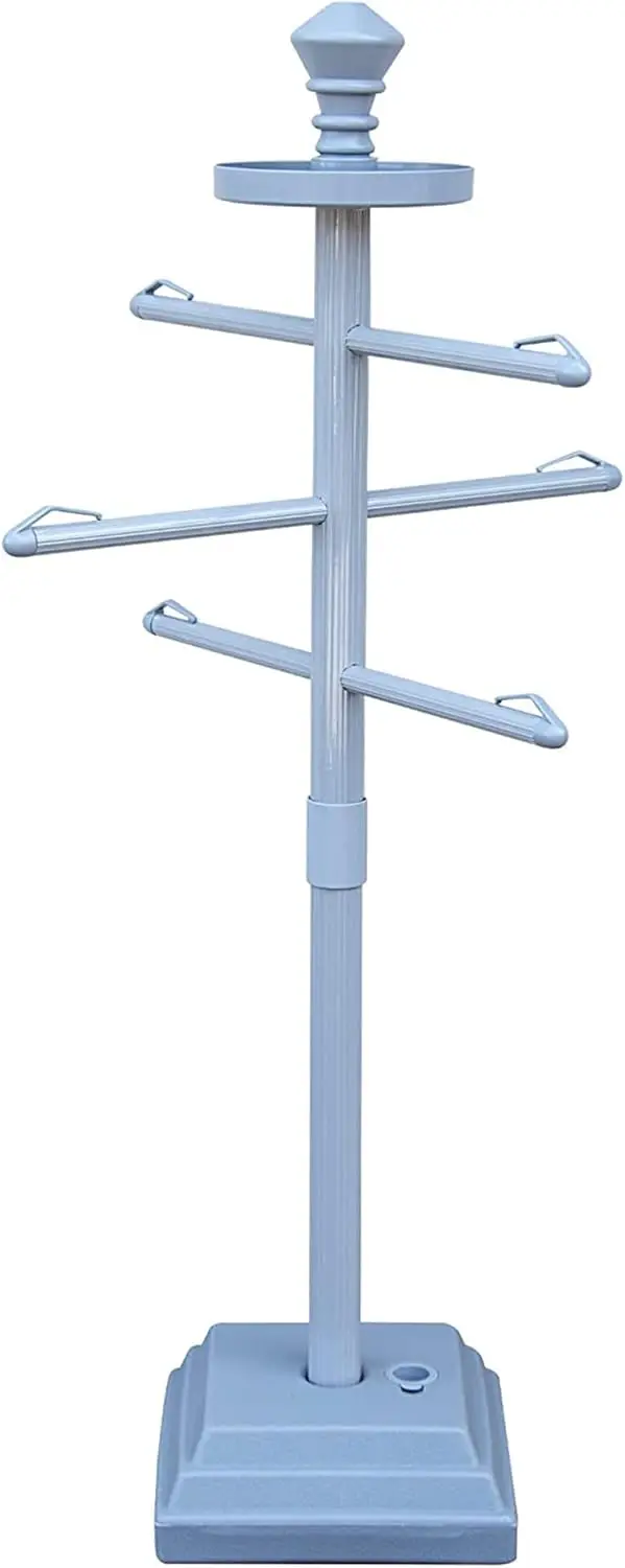 

Premium Free Standing Poolside Valet Towel Rack Adjustable With Water Weighted Base Three Arms Secure Clips For Outdoors