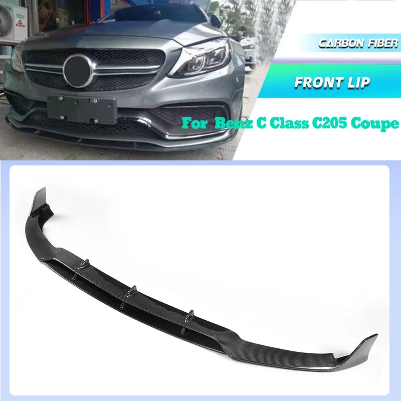 

Full Carbon Fiber Car Front Bumper Lip Spoiler for Mercedes Benz C Class C205 C63 AMG Coupe 2015-2017 Front Lip Chin Apron FRP