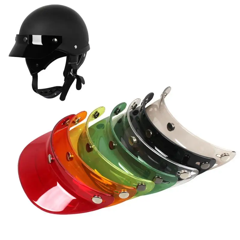1Pcs 3 Snap-Button Jet Helmet Visor Glare Resistant Sun Brim for Off-road Adventure Motorbike Riding Accessory